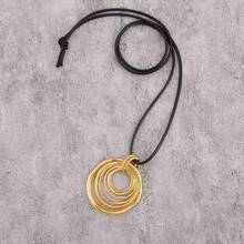 1pc Fashionable Minimalist 7-Layered Asymmetrical Circular Pendant Long Necklace For Women - Yellow Gold - View 8