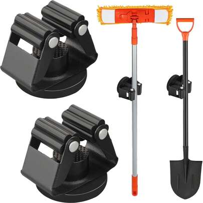 4Pcs Non-Scratch Heavy Duty Magnetic Tool Holder Broom Rack Multi-Purpose Clips For Garage Kitchen Laundry Work Van RV Garden Plant Support