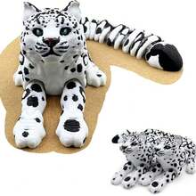 3D Printed Snow Leopard Figurine, Realistic Wildlife Model For Terrarium, Garden, Aquarium, Desktop & Holiday Gifts - A - View 5