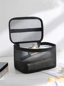 2pcs Multifunctional Large Capacity Double-Layer Cosmetic Bag, Women Travel Toiletry Organizer Pouch, Portable Lipstick Bag - View 6