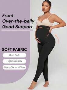 1/2pcs New Spring/Autumn Maternity Leggings, High Waist Slim Fit Ankle Length Maternity Pants, Plus Size Pregnancy Tights, Suitable For Pregnant Women And Moms-To-Be - Multicolor - View 6