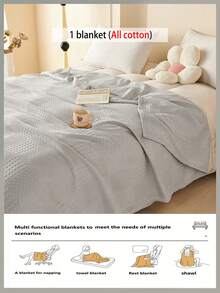 1 chiếc chăn gạc dệt kiểu waffle mềm mại và thoải mái mới - 100% cotton nguyên chất, thân thiện với da, màu trơn, thích hợp cho giường, ghế sofa, gối - Hoàn hảo để thư giãn và ôm ấp. - Khẽ dệt nên những từ ngữ bằng màu xám nhạt. - Xem 7
