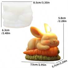 1个兔子萝卜蜡烛硅胶模具，可爱兔子睡觉胡萝卜蜡烛模具，复活节兔子石膏树脂模具，水泥混凝土模具，兔子蜡烛模具，复活节礼物 - A-白色 - 查看 8