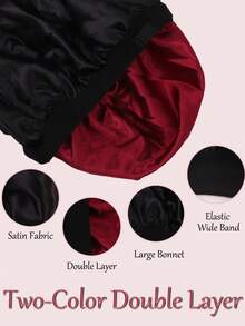 Nunify 丝绸缎面睡帽，双层缎面睡帽，可调节，女士睡眠帽，双面可用，适合卷发，护发帽，睡帽 - 彩色 - 查看 5