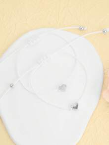 2pcs Wax Thread Hand Rope Love Bracelet Weaving Bracelet Adjustable Bracelet - Silver - View 1