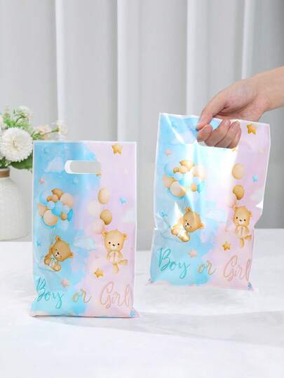 10/50pcs Gender Reveal Party Gift Wrapping Gift Bag Candy Bag, Blue Pink Bear Design Sweet Bags Gift Bags For Gender Reveal Party Gift Decorations, Boy Or Girl Party Gift Bags Candy Bags, Newborn Baby Party Gift Wrapping Supplies,Party Table Decoration Candy Bag,Gender Reveal Decor,Babe Shower Decor,1st Birthday Gift,Blue Pink Bear Decor,Party Bags Fillers