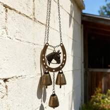 Lucky Horse Hoof Pendant, Vintage Iron Art Hanging Wind Chime, Creative Decorative With Bell Courtyard Hanging Ornament Balcony - Multicolor - View 3
