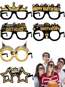 6/12pcs/2026 New Year Glasses, Black & Gold 3D Paper Glasses For 2026 Celebrations, Happy New Year Photo Props, Novelty New Year's Eve Party Perfect Gift - Multicolor - View 1