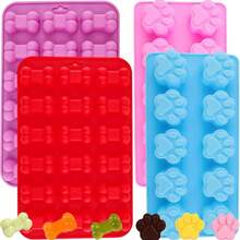Silicone Mold In Dog Paw & Bone Shape, Suitable For Making Jelly, Candy, Chocolate, Ice Cubes, Also Can Be Used For Baking Dog Treats & Cookies - Multicolor - View 7