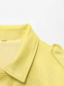 DEEKA Spring & Autumn New Casual Versatile Suede-Like Bomber Jacket For Women - Yellow - View 5