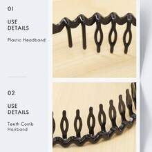 SODIAL(R) Plastic Teeth Comb Hairband Hair Hoop Headband Black For Woman - A - View 5