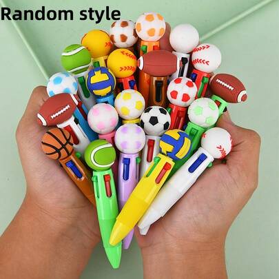 1 Set de 4 bolígrafos de punta retráctil con diseños de fútbol, baloncesto y rugby, en colores de dibujos animados para el Mundial de Fútbol