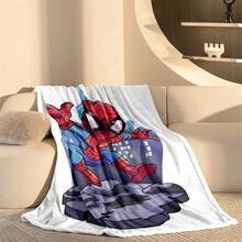 Marvel Spider-Man Theme Flannel Blanket, Featuring The Classic Red And Blue Superhero Costume, Warm And Soft, Suitable For Sofa Cover, Nap Blanket, Bedding Decor And More - White - View 8