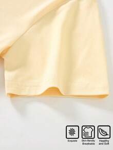 Disney Mickey Mouse "Lutte" Kids T-Shirt, Retro Brushstroke Print, Vibrant Yellow Graphic, Soft Cotton, Casual Summer Style, Perfect For Kids & Fans, Unisex - 杏色 - 查看 4