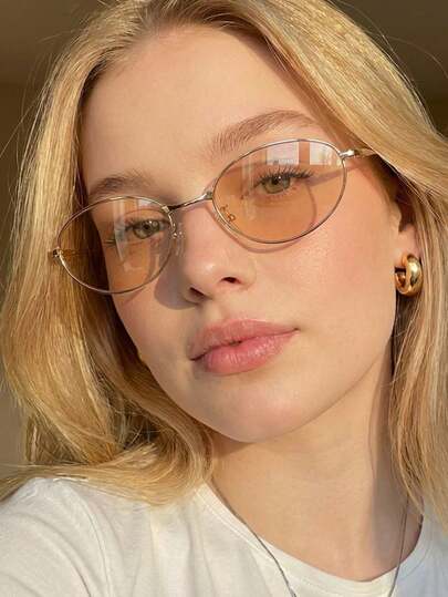 1 par de gafas de moda con montura de metal de estilo ojo de gato de unicolor minimalista, estilo callejero para mujer