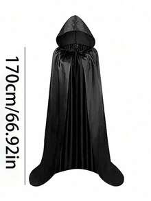 Áo choàng trùm đầu Halloween, Áo choàng phù thủy màu đen mềm mại dành cho cả nam và nữ, Trang phục cosplay, Đồ dùng tiệc tùng, Trang trí ngày lễ - 1 cái - Xem 31