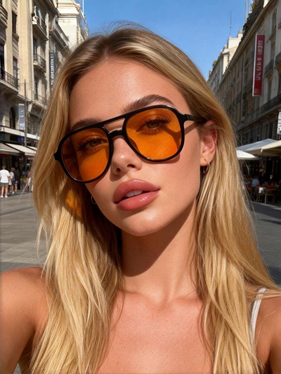 一副Y2K时尚眼镜，复古经典坏小子风格，适合街头、日常、节日、派对、送礼、街头风、海滩度假等场合。 - 彩色 - 查看 1