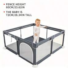 Barandales de para niños, tienda pequeña para juegos, cerca integrada para gatear, valla para aprender a caminar, tapete de escalada para el hogar. - Gris - Ver 3