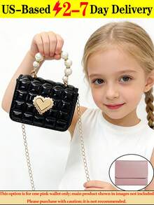 Children's New Pearl Handheld Bag, Cute Pearl&Heart Decor Metal Chain Strap PU Shoulder Crossbody Bag, Flap Closure, Casual Fashion Pearl Handbag,Festival Gift PU Leather Fashion Mini Princess Handbag For Little Girls, , Elegant Little Girl's Clutch For Parties, Dress-Up & Play,Coin Purse, Mini Shoulder Bag, Fashionable Mini Sling Bag To Match Outfits And Accessories[US Local Warehouse]The Best Gift Choice, Birthday Gift - 彩色 - 查看 11