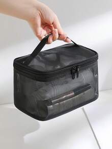 2pcs Multifunctional Large Capacity Double-Layer Cosmetic Bag, Women Travel Toiletry Organizer Pouch, Portable Lipstick Bag - View 5