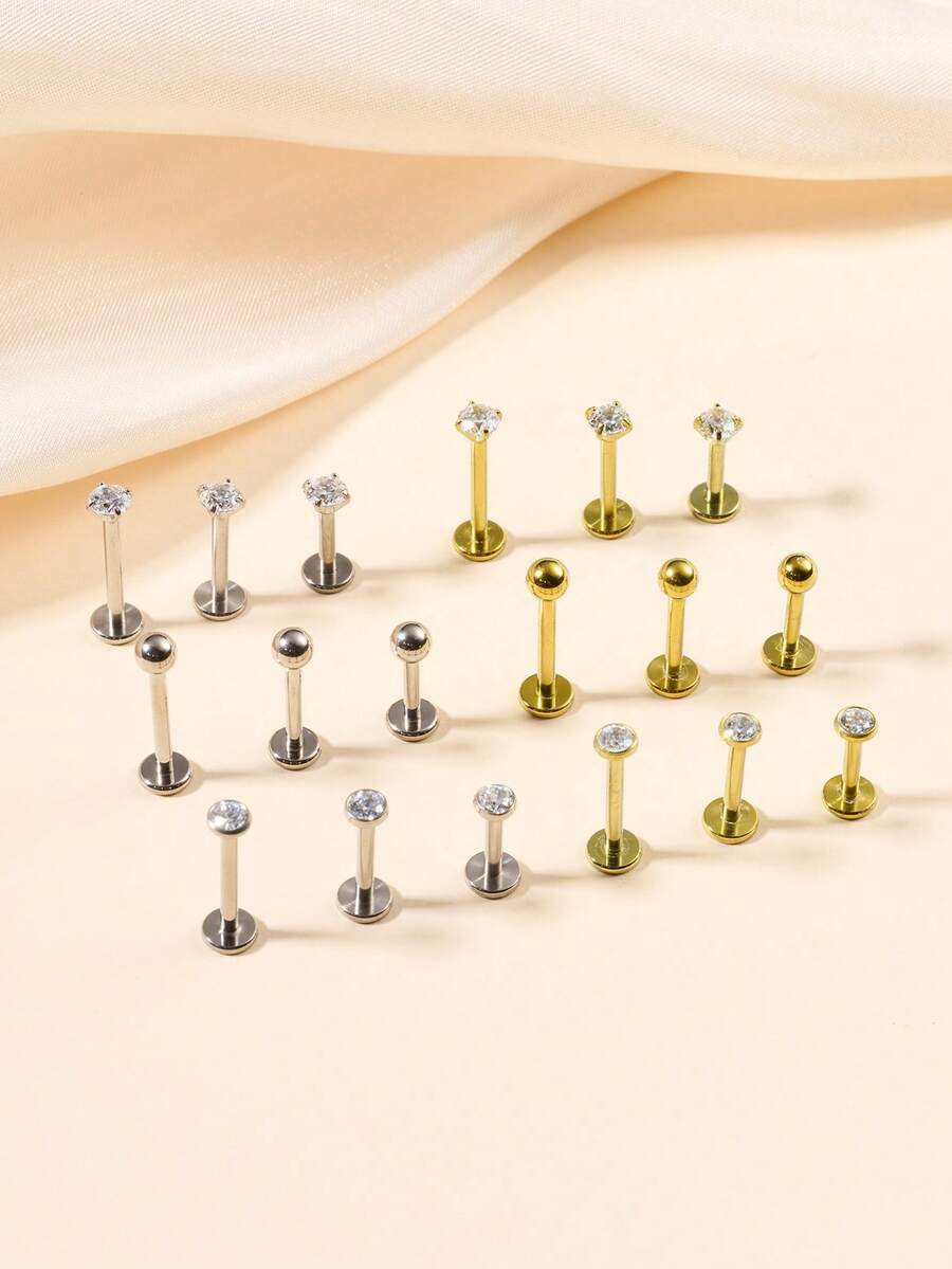 16G Titanium Alloy Lip Studs 3mm Ball CZ Labret Monroe Lip Ring For Women, G23 Tragus Helix Cartilage Earring Stud, Barbell Bar Length 6mm 8mm 10mm Body Piercing Jewelry - Lip Stud - View 1