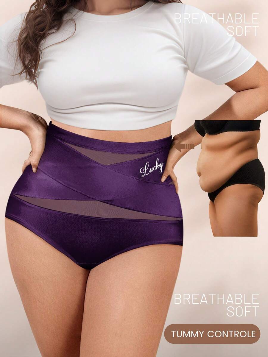 Bragas de talla grande para mujer con cintura alta y diseño de tirantes cruzados