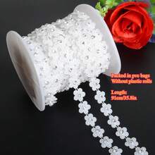 1pc 1.5cm/0.59in Width Elegant Double Line Plastic Plum Blossom Beaded Chain Trim With Rhinestones Garland For Sewing Bridal Dress Decor Weddings Party Home Decor, DIY Creative Decorations, Jewelry Making Kits, Gift Wrap Decoration (91cm/35.8in Per Pack) - Chain - View 12