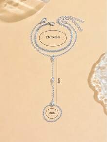 2pcs Set Elegant Sparkling Cubic Zirconia Multi-Layer Stackable Ring & Bracelet Set, Suitable For Women's Daily Wear, Nightclub Party, Gathering - Silver - View 4