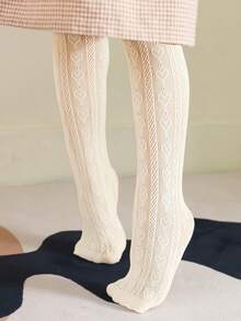 1/2 đôi quần legging trẻ em màu be, trang trí hình trái tim đáng yêu, mỏng nhẹ, thoáng khí, chống xước, đa năng, kiểu dáng cổ điển, mềm mại, thoải mái, thích hợp làm quà sinh nhật/hoạt động trường học/du lịch/mặc hàng ngày/ngày lễ tình nhân. - Màu be - Xem 8