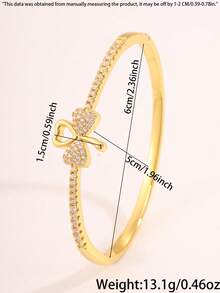 1 Pc - Luxurious Geometric Checkered Copper Bracelet With A Gold Openwork Clasp And Full Zirconia Design. Suitable For Both Work And Casual Wear, Perfect For Everyday Wear. - Gold - View 6