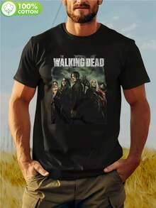 Camiseta de The Walking Dead  Zombie Horror TV Show - Camiseta Gráfica Retro Negra de Zombis de  para Hombre y Mujer, Alta Elasticidad, Corte Regular, Manga Corta para Uso Casual, Entrenamiento y Eventos de Fans (Lavable a Máquina) - Negro - Ver 1