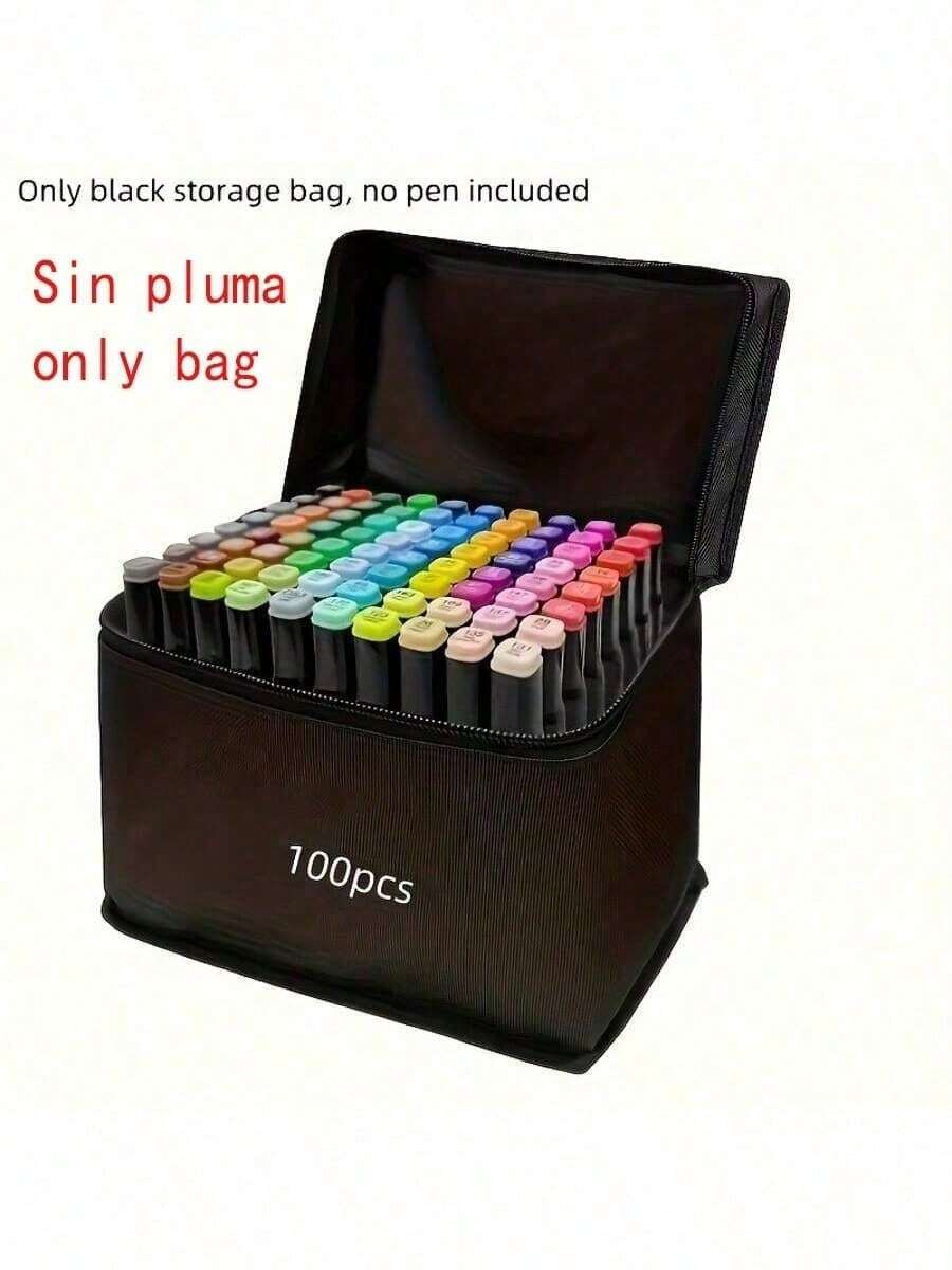 100 piezas Juego de bolígrafos marcadores con estuche, caja de almacenamiento de gran capacidad, portalápices de lona multifunción y bolsa de transporte plegable, regalo ideal para vacaciones para almacenar 100 bolígrafos de colores - Multicolor - Ver 1
