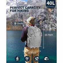 Hiking Backpack 40L Lightweight Waterproof Daypack Men Women Outdoor Camping Mountaineering Trekking Travel Bag - Grey - View 3