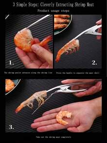 1/2 cái dụng cụ bóc vỏ tôm bằng thép không gỉ mới, dụng cụ làm sạch và loại bỏ chỉ lưng tôm chuyên nghiệp, dụng cụ bóc vỏ hải sản cao cấp, thích hợp cho tôm hùm, cua, tôm, dụng cụ làm sạch tôm. - Bạc - Xem 5