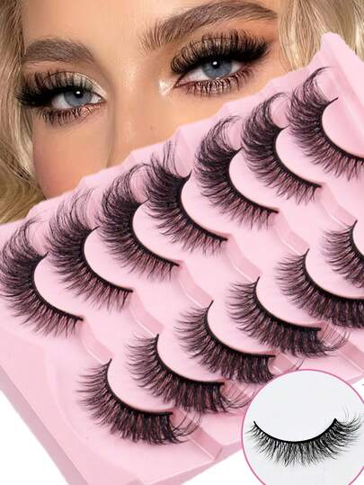 7 Pairs Natural & Fluffy False Eyelashes, Suitable For Daily Wear, Cartoon Style, Travel Essential, Strip Lashes, Eyelash Extensions