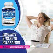 Magnesium Complex Supplement 8 Elemental 1000mg - Magnesium Glycinate, Citrate, Malate, Taurate, Chelated For Easy Absorption For Bones, Muscle, Recovery, Energy, Vegan Non-GMO 90 Capsules - 90抽 - 查看 5