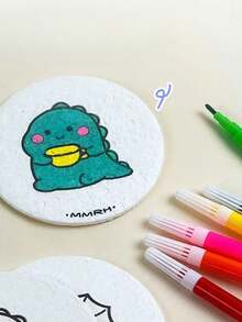 20件套木浆海绵绘画套装，3D圆形水溶性压缩木浆海绵，泡沫纹理纸，DIY手工玩具（10块木浆海绵，5个滴管，5支画笔） - 套裝 - 查看 5