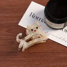 6/1件，1个迷你（2.36英寸/6厘米）女士/女孩亚克力水钻猫爪发夹，时尚卡通发卡发爪 - 彩色 - 查看 12