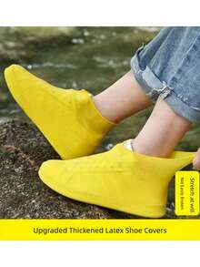 1 Pair Waterproof Latex Anti-Slip Rain Shoe Covers, Thick & Durable Outdoor Rain Boots Covers For Men & Women, Mid-Calf, Portable Insulation, Galentines, Puppy, Carnival, Party Decorations, Spring Summer Picks, Brides Maid Gifts, Room, Bedroom Decor, Bedroom Decor, Beach, Travel, For Men, For Women, Vacation,Cute Stuff - Multicolor - View 11