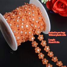 1pc 1.5cm/0.59in Width Elegant Double Line Plastic Plum Blossom Beaded Chain Trim With Rhinestones Garland For Sewing Bridal Dress Decor Weddings Party Home Decor, DIY Creative Decorations, Jewelry Making Kits, Gift Wrap Decoration (91cm/35.8in Per Pack) - Chain - View 15