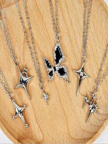 6pcs Vintage Gothic Style Necklaces, Star & Moon Pendants, Punk Hip-Hop Hala Pendants, Unisex Fashion Jewelry, Suitable For Daily Wear And Special Occasions, Ideal Gifts For Valentine's Day, Easter, Halloween - Punk Necklace 6-piece Set - View 15
