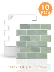 1/10/20片装仿地铁砖自粘瓷砖墙贴，装饰墙贴，11.8英寸 x 11.8英寸，撕开粘贴，易于安装，适用于客厅、卧室、房车、墙壁等墙面装饰。 - A - 查看 24
