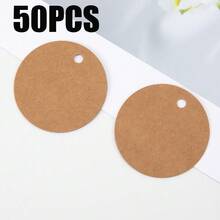50pcs/100pcs 5cm/1.57in Round Gift Tags, White/Black/Light Brown Paper Handmade Labels, DIY Decoration, Sewing Supplies, Arts & Crafts, Gift Packaging Tags - Multicolor - View 18