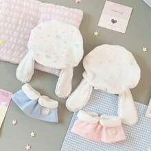 10厘米毛绒娃娃衣服，兔子睡衣派对系列桃子Momo和蓝莓Momo套装，约10厘米棉质填充泰迪熊娃娃可替换服装配件 - 彩色 - 查看 3