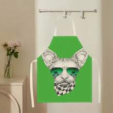 1pc Denim Pattern Apron, Creative Funny Fashion Printed Apron, Home Cleaning Apron, Easy Clean Kitchen Cooking Apron, Creative Home Apron - Multicolor - View 4