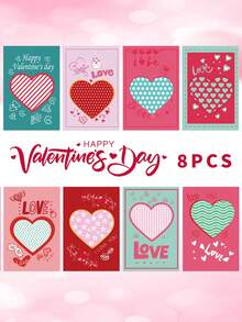8pcs Valentine's Day Heart-Shaped Greeting Cards, Small Card Gifts, Holiday Cards, Envelopes, Minimalist Postcards, Gifts For Boyfriend, Holiday Gift Cards - Multicolor - View 12