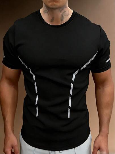 Men's Casual Breathable Short Sleeve Shirt, Fashion Sports Quick-Dry Top, Cooling Short Sleeve Tee For Summer
