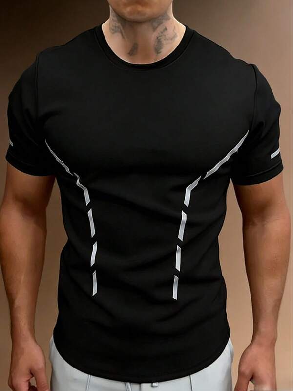 Camisa casual de manga corta transpirable para hombres, top deportivo de moda de secado rápido, camiseta de manga corta refrescante para el verano
