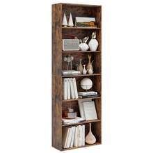 COSTWAY 6-Tier Open Bookcase, 178 Cm Tall Floor Standing Book Storage Organizer, Modern Display Rack Bookshelf W/2 Anti-Tipping Kits For Living Room, Bedroom, Study, Rustic Brown - A - View 1