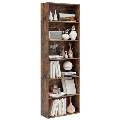  COSTWAY 6-Tier Open Bookcase, 178 Cm Tall Floor Standing Book Storage Organizer, Modern Display Rack Bookshelf W/2 Anti-Tipping Kits For Living Room, Bedroom, Study, Rustic Brown